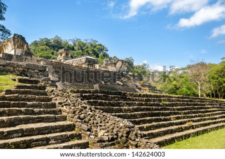 Steps leading up to the palace of the ancient Mayan city of Palenque