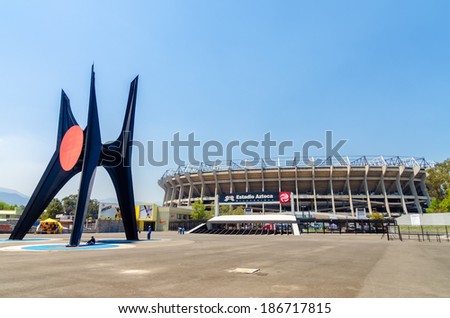 MEXICO CITY - MARCH 24:  Exterior of Azteca Stadium in Mexico City on March 24, 2013.  Azteca Stadium is the home of the Mexican National soccer team