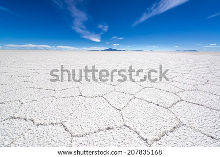 Details of the Uyuni Salt Flat in southern Bolivia