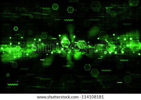 abstract green tech with black background