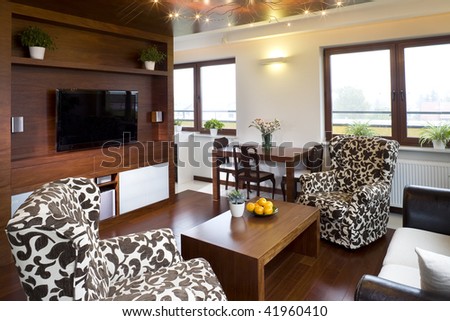Interior Details Of Stylish Modern Living Room. Stock Photo ...