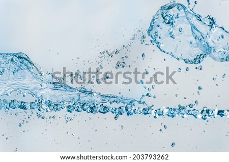 Water shooting background, blue toning.