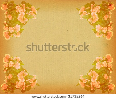 Grungy piece of paper with flowers overlayed on top.