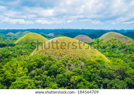 Famous Chocolate Hills natural landmark, Bohol island, Philippines