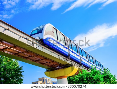 Electric monorail train modern public transport, Moscow, Russia, Europe