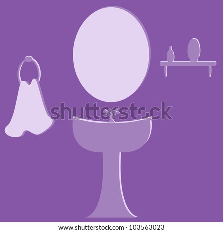 Bathroom Washstands on Bathroom Interior With Violet Washstand  Mirror And Towel Stock Vector