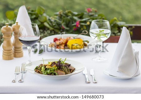 Beautiful served food on plates