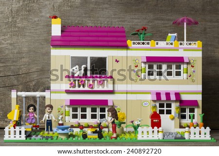 Riga, Latvia - January 1st 2015: Lego Friends Olivia\'s House. Item 3315. Lego is a popular line of construction toys manufactured by the Lego Group