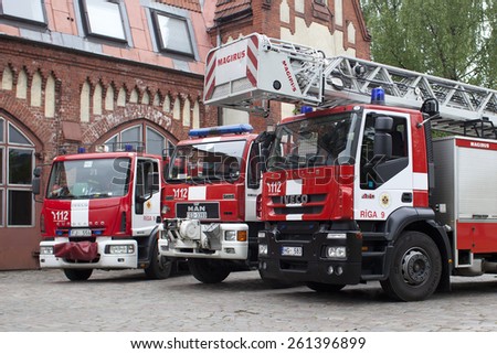 RIGA, LATVIA - MARCH 10, 2015: Fire Engines of the Riga Fire Department, Latvia