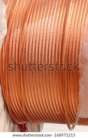 copper wire rope cable closeup
