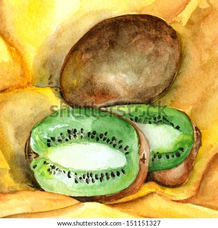 watercolor kiwi fruit painting