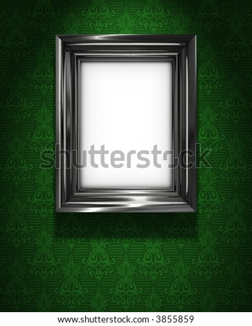 Picture frame on green wallpaper