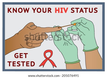 HIV-aids awareness campaign featuring a close-up view of a nurse taking a blood test with the slogan 