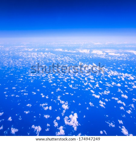 Beautiful cloudy sky view from air plane window
