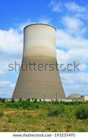 Close up image of a nuclear reactor chimney which now awaits demolition in Germany