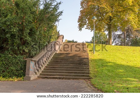 Image of old well maintained concrete steps in a nature park