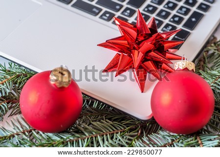 Christmas concept of a new laptop as a gift