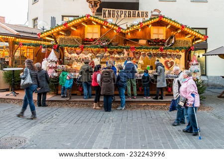 BONN, GERMANY NOVEMBER 21, 2014 - Unidentifed persons at the christmas market in Bonn, Germany,