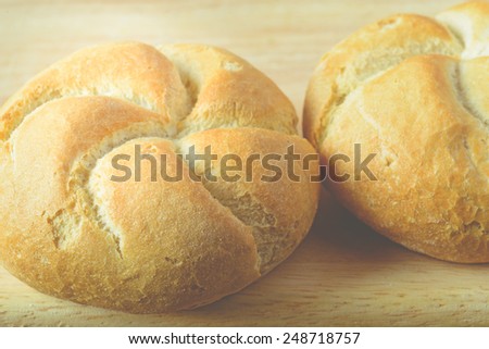Stock image of fresh bread rolls from the bakers with instagram effect