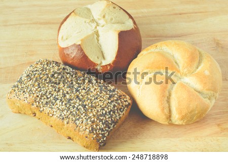 Stock image of fresh bread rolls from the bakers with instagram effect