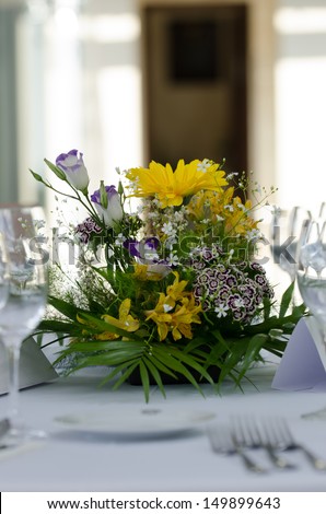 Floral wedding arrangement  with chrysanthemum and lilies
