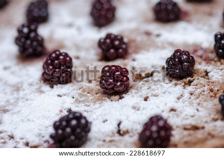 Blackberry cake close-up