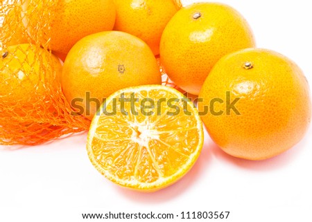 Oranges with plastic net.