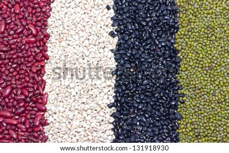 Variety of job\'s tears, Kidney beans, Mung beans and Black beans.