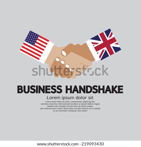 Business Handshake Vector Illustration, USA and UK.