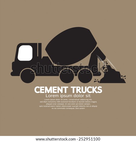Single Black Cement Mixer Trucks Vector Illustration