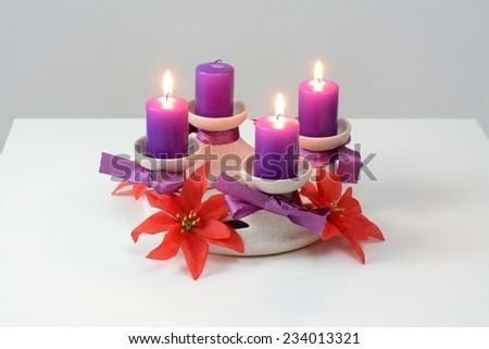 Violet Advent wreath (the official color for the season of Advent is violet).
