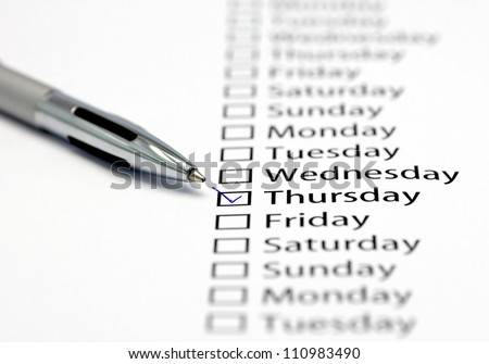 Thursday checked in check box in a row of days of the week