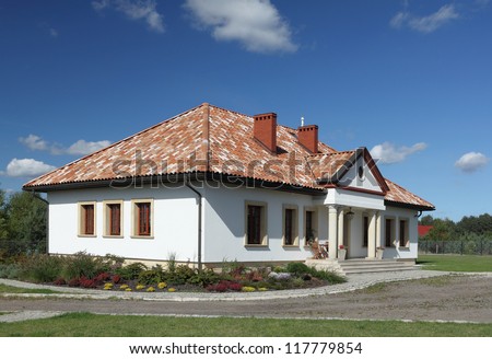white roof house