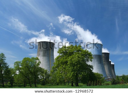 Gigantic power plant in Poland. Industrial structure landscape.