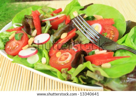 Healthy vegatable salad. Colorful vegetarian cuisine. Natural food.