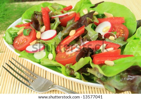 Healthy vegatable salad. Colorful vegetarian cuisine. Natural food.