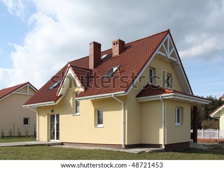 New generic single family home in Europe. Residential architecture.