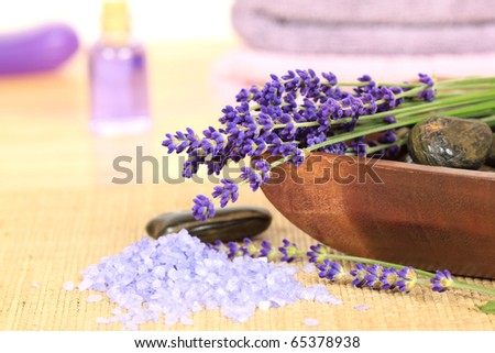 Spa resort and wellness composition - lavender flowers, zen stones