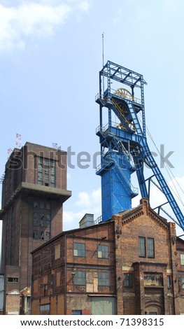Coal mine - shaft tower. Famous industrial region of Poland - Silesia.