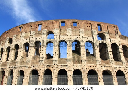 Famous attraction in Rome, Italy - Colosseum which is inscribed on UNESCO World Heritage list.