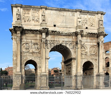 Famous triumphal arch - Arch of Constantine in Rome, Italy.