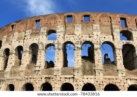 Famous attraction in Rome, Italy - Colosseum which is inscribed on UNESCO World Heritage list.