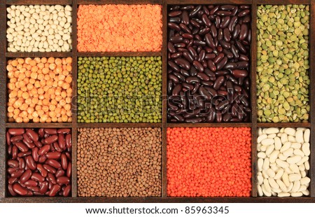 Cuisine choice. Cooking ingredients. Beans, peas, lentils.