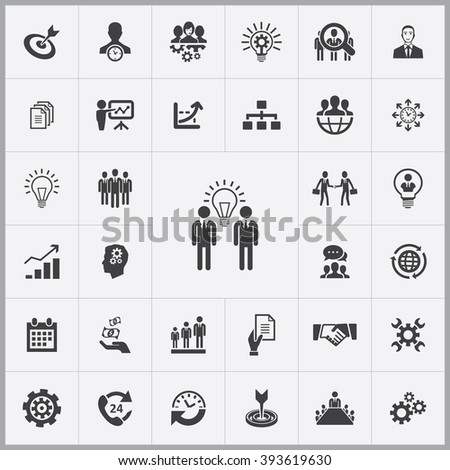 Simple business planning icons set. Universal business planning icons to use for web and mobile UI, set of basic business planning elements