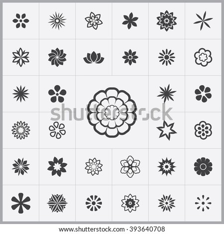 Simple flowers icons set. Universal flowers icon to use for web and mobile UI, set of basic UI flowers elements