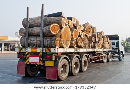 Large truck transporting wood