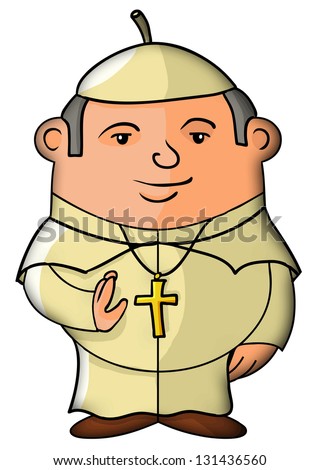 A Cartoon Of A Pope,Vector Illustration Isolated On White Background