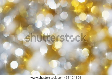 Christmas silver and gold lights and stars