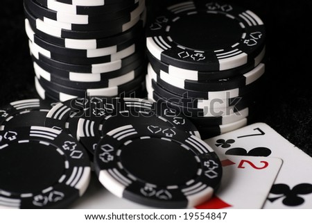 stock photo : Close up on the worst possible starting hand in texas holdem 