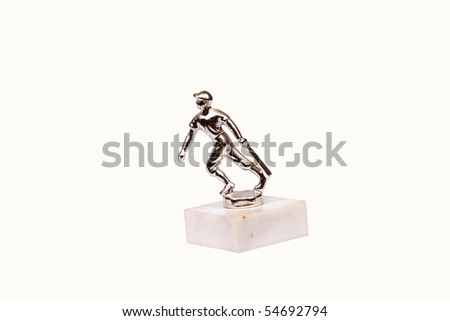 a small baseball trophy with a batter